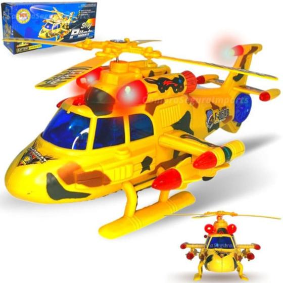 Imagem de Helicóptero De Brinquedo Infantil Com Som E Luz Bate E Volta F114