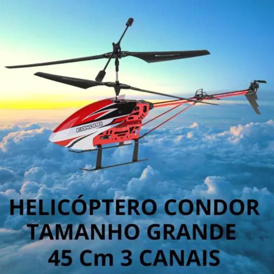 Imagem de Helicóptero De Controle Remoto Grande 45Cm Condor 3 Canais