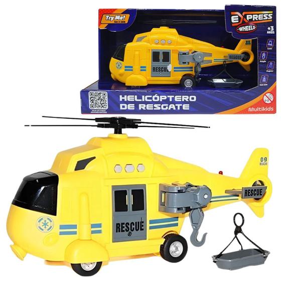 Imagem de Helicóptero de Resgate Amarelo com Som e Luz Express Wheels