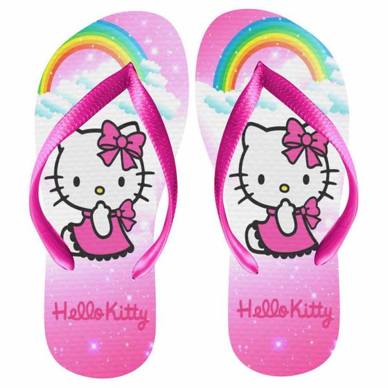 Imagem de Hello Kitty Chinelo infantil feminino Listra. Presente tematico da Helo Kity para criança Kiti Kitti Rosa desenho menina