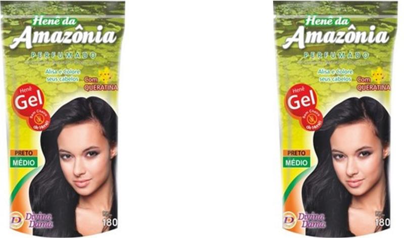 Imagem de Hene Em Gel Amazonia 12x180gr Divina Dama Preto Medio (Preto Natural) Pouch Queratina kit incolor