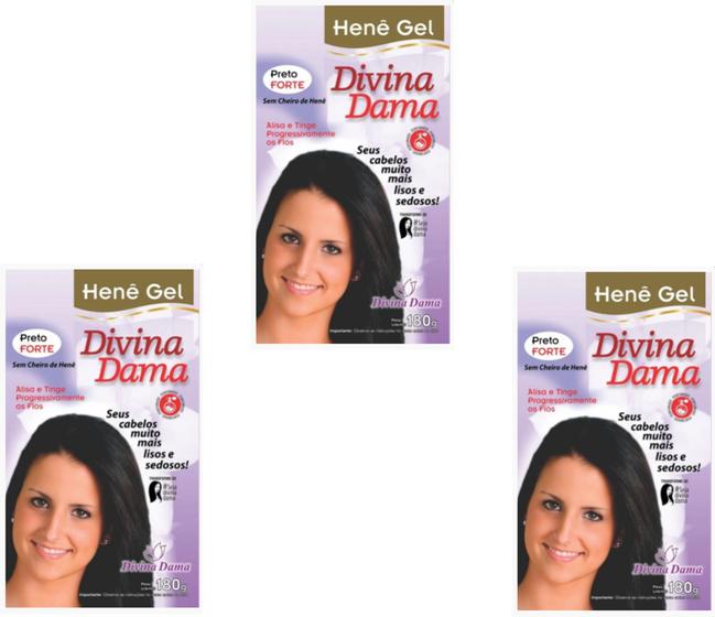 Imagem de Hene Em Gel Jaborandi 09x180gr Divina Dama Preto Forte (Preto Azulado) Pouch kit incolor