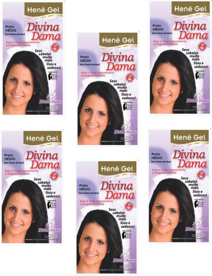 Imagem de Hene Em Gel Jaborandi 10x180gr Divina Dama Preto Medio (Preto Natural) Pouch kit incolor