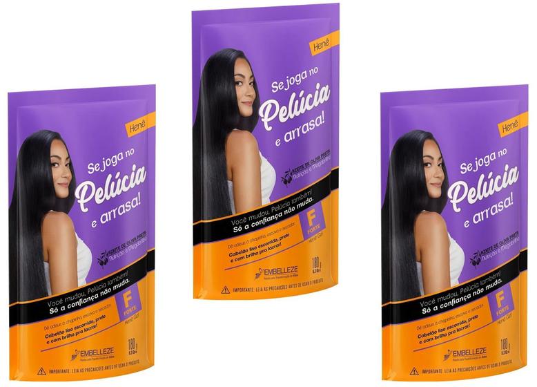 Imagem de Hene em Gel Pelucia 03x180gr Preto Forte (Preto Azulado) Pouch Embelleze