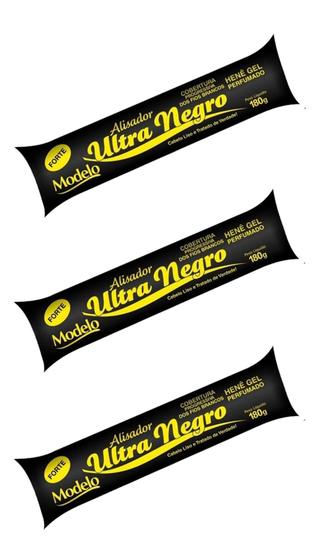 Imagem de Hene em Gel Perfumado Modelo Alisador Ultra Negro 03x180gr Preto Forte (Preto Azulado) Bisnaga