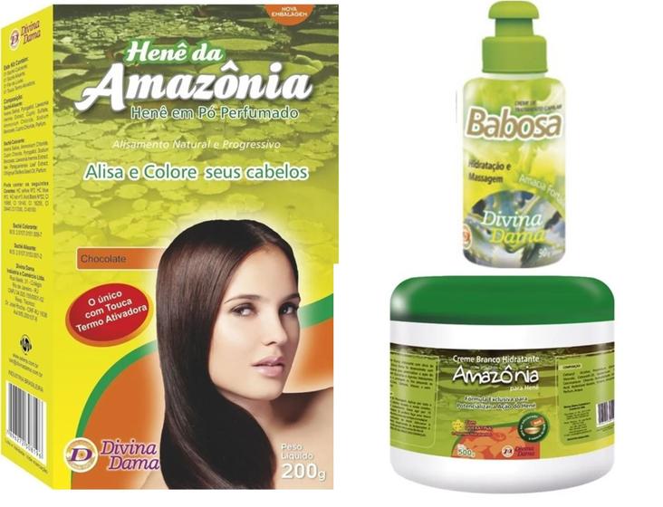 Imagem de Hene Po Divina Dama Incolor Amazonia 01x200gr+Creme Branco incolor 500gr+Creme Pentear Babosa 90gr