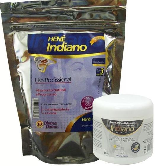 Imagem de Henê Pó Indiano Divina Dama 240g Creme 500g Preto Azulado