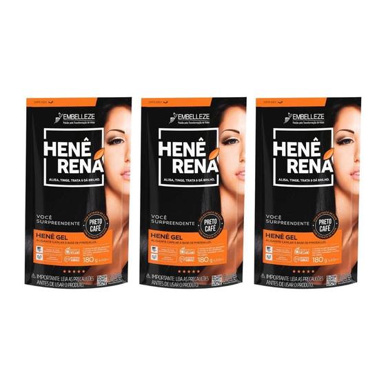 Imagem de Hene Rena 180G Preto Cafe - Kit Com 3Un