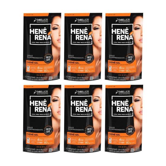 Imagem de Hene Rena 180G Preto Cafe - Kit Com 6Un