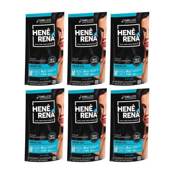 Imagem de Hene Rena 180G Preto ulado - Kit Com 6Un