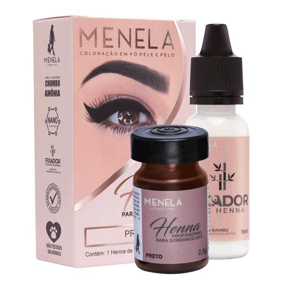 Imagem de Henna 2,5g Sobrancelha Menela Preta + Fixador 15ml Pigmenta