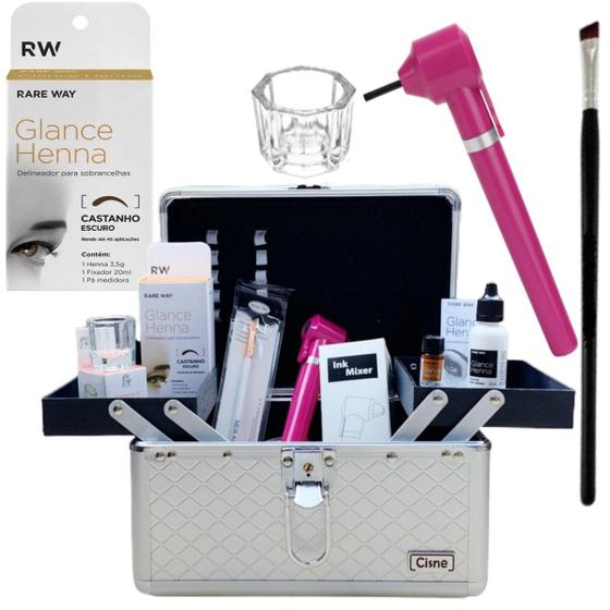 Imagem de henna glace Kit design sobrancelha rena glance Profissional com maleta de maquiagem Mini mixer hena