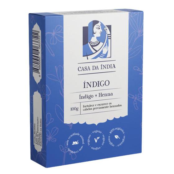 Imagem de Henna Indiana 100% Natural Indigo Casa da India hena renna rena para cabelos tinta tingir Castanho (após o uso da Henna)