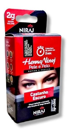 Imagem de Henna Niraj Designer Sobrancelhas Castanho Escuro - Kit Completo para Pele e Pelos com Henna e Fixador