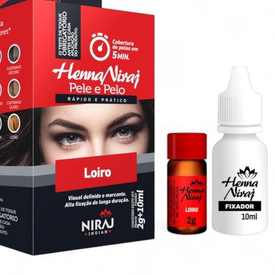 Imagem de Henna Niraj Designer Sobrancelhas Loiro - Kit Completo para Pele e Pelos com Henna e Fixador