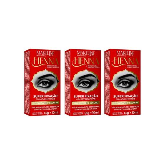 Imagem de Henna Para Sobrancelhas Makeline 1,5G 3.0 Cast Escuro-3Un
