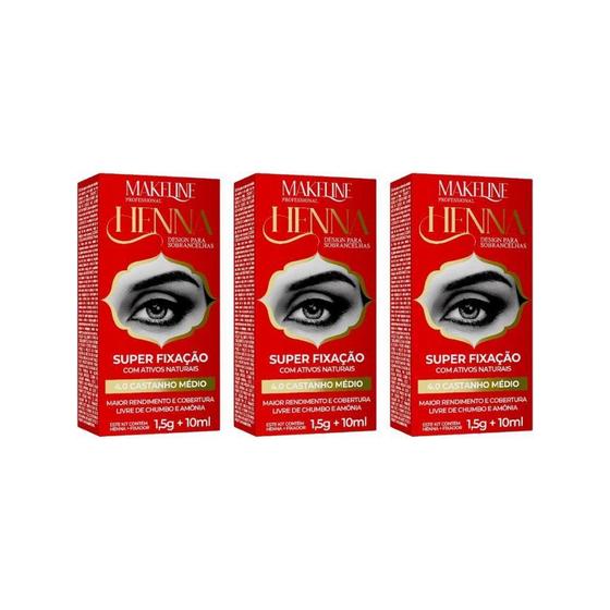 Imagem de Henna Para Sobrancelhas Makeline 1,5G 4.0 Castanho Medio-3Un