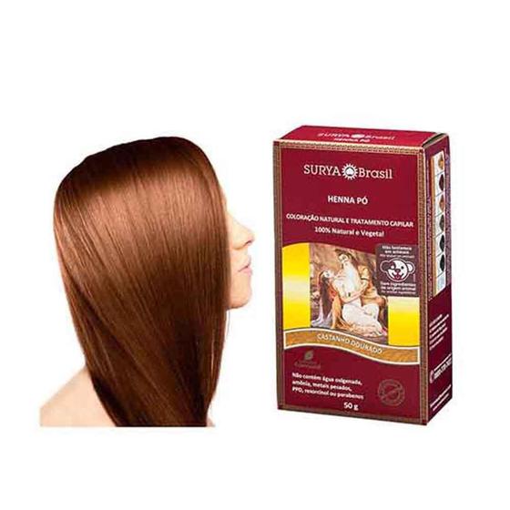 Henna Pó Surya Brasil Castanho Dourado 50g 12.4 P Henna para Cabelo