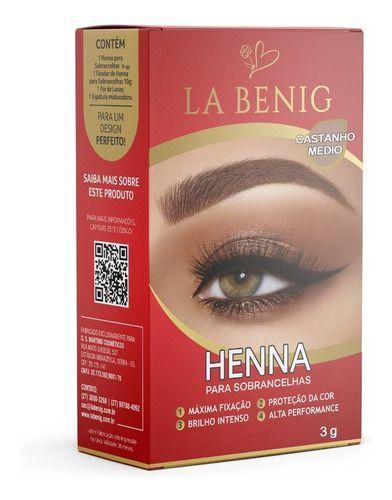 Imagem de Henna sobrancelhas la benig 3g alta fixação profissional nf