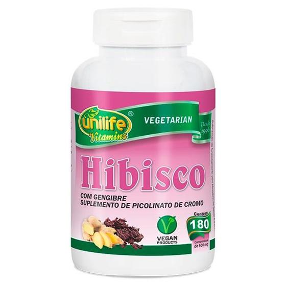 Imagem de Hibisco com gengibre 180 comprimidos unilife
