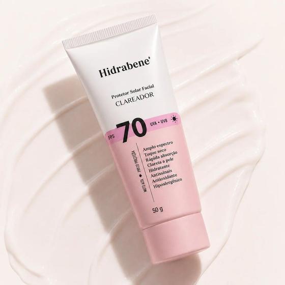 Hidrabene Protetor Solar Facial Clareador FPS 70 50g