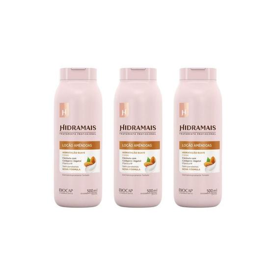 Imagem de Hidratante Corporal Hidramais 500Ml Amendoas - Kit Com 3Un