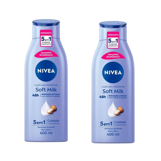 Imagem de Hidratante Corporal Nivea 400ml Soft Milk - Kit C/ 2un