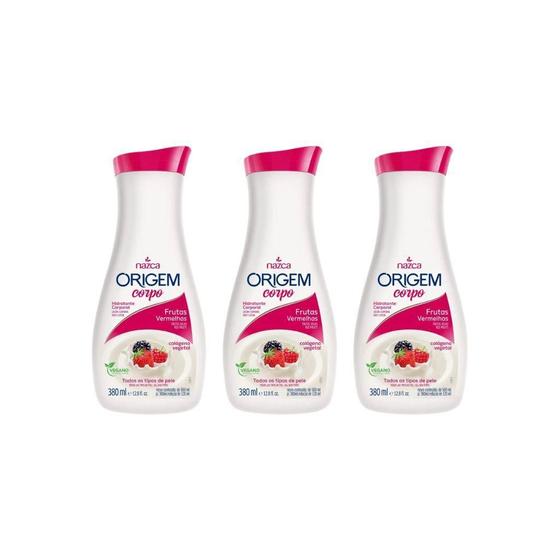 Imagem de Hidratante Corporal Origem 380Ml Frutas Vermelhas Kit 3Un