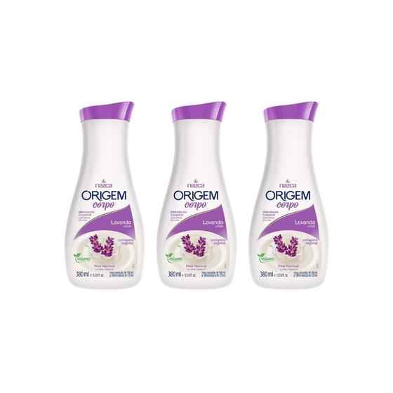 Imagem de Hidratante Corporal Origem 380ml Lavanda - Kit C/ 3un