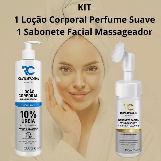 Imagem de Hidratante corporal +  sabonete facial c/massageador review care