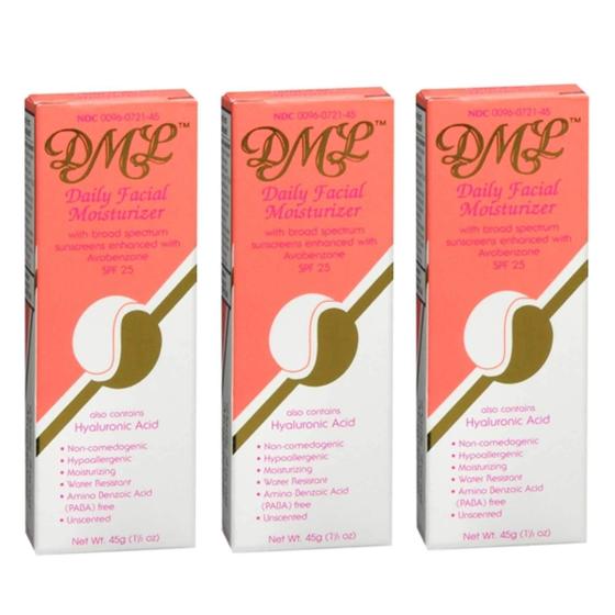 Imagem de Hidratante Facial DML SPF 25 - Pacote com 3 Unidades (45mL cada)