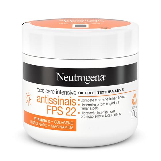 Hidratante Facial Neutrogena Face Care Intensive Antissinais FPS 22 100g Imagem de Hidratante Facial Neutrogena Face Care Intensive Antissinais FPS 22 100g