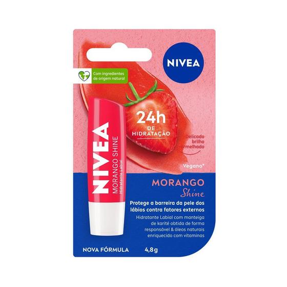 Imagem de Hidratante Labial Nivea Morango Shine 4,8g
