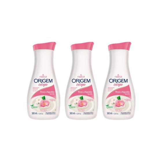 Imagem de Hidratante Origem 380Ml Rosa Algodão Kit Com 3Un