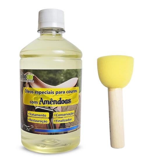 Imagem de Hidratante Para Couro Oleo Mineral Amendoas 500Ml E Pincel