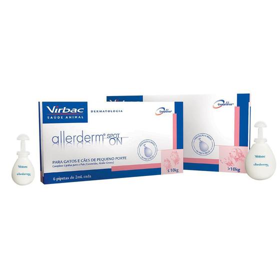 Imagem de Hidratante Virbac Allerderm Spot On 4ml Cães Acima De 10 Kg 6 Pipetas