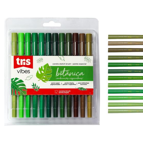 Imagem de Hidrocor vibes sketch botanica ponta dupla - 12 cores - tris