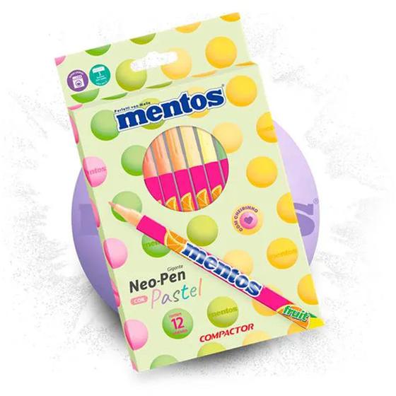 Imagem de Hidrográfica 12 cores pasteis c/ cheiro Neo Pen Mentos Compactor