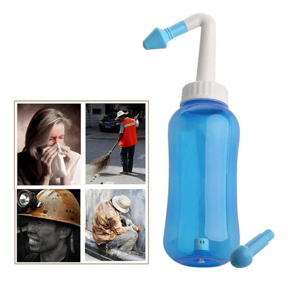 Imagem de Higienizador Ducha Nasal Lavador Lavagem Sinusite - 300ml Cor Azul
