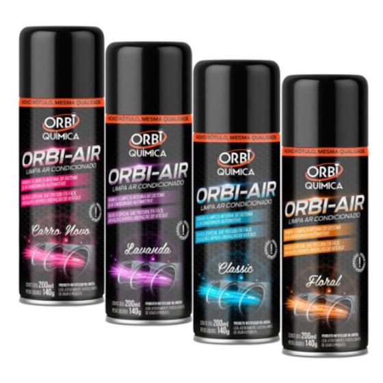 Imagem de Higienizador Limpa Ar Condicionado Orbi Air Spray Higienização 200ml Fragrância Carro Novo