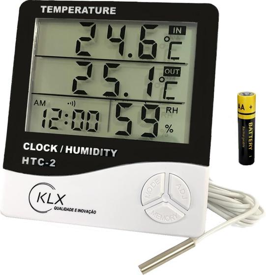 Imagem de  Higrômetro Máxima E Mínima Data Hora Digital Termometro Sonda Externa KLX Qualidade e Inovação