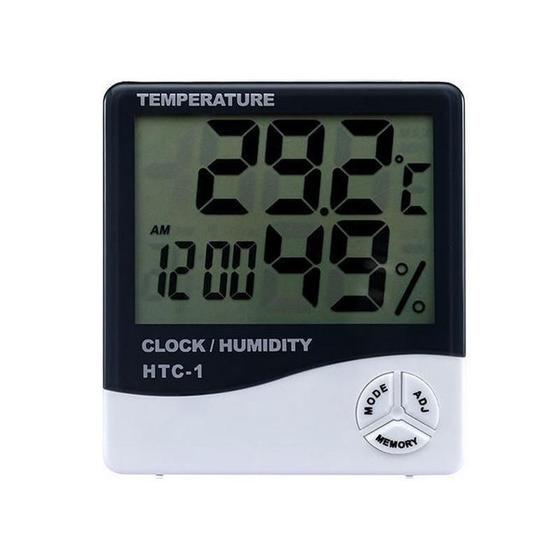Imagem de Higrômetro Termo Relogio Digital Medidor De Mesa Temperatura