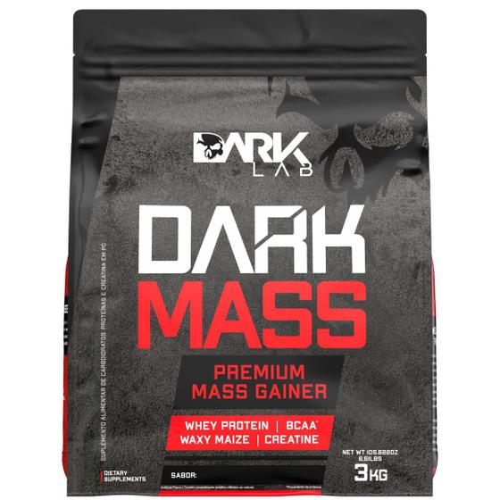 Imagem de Hipercalórico Dark Mass 3kg   Whey Protein  Creatina  Albumina  Waxy Maize  Zero Gordura  Ganho de Massa Muscular