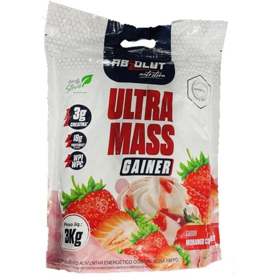 Hipercalórico Ultra Mass Gainer 3kg Morango Menor preço em Hipercalórico Ultra Mass Gainer 3kg Morango