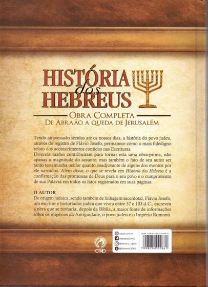 Imagem de Histórias Do Hebreus, De Flavio Josefo. Editora Cpad, Capa Dura Em Português, 2018