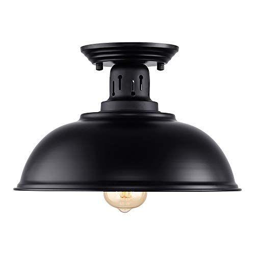 Imagem de HMVPL Semi Flush Mount Ceiling Light Fixture, Farmhouse Light Fixtures, Black Outdoor Close to Ceiling Light for Porch, Entryway, Hallway, Foyer, and Gazebo