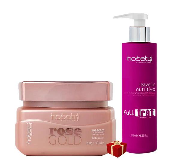 Imagem de Hobety Máscara Rose Gold 300G + Leave-In Full Trat 240G