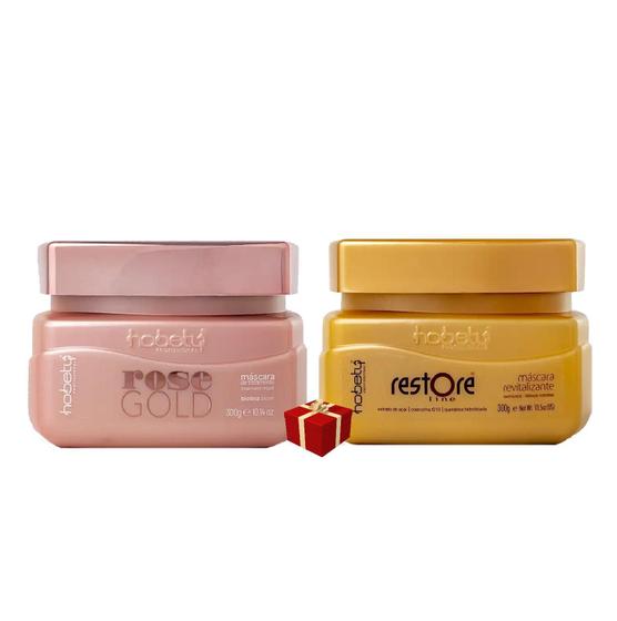 Imagem de Hobety Máscara Rose Gold 300G + Máscara Restore Line 300G