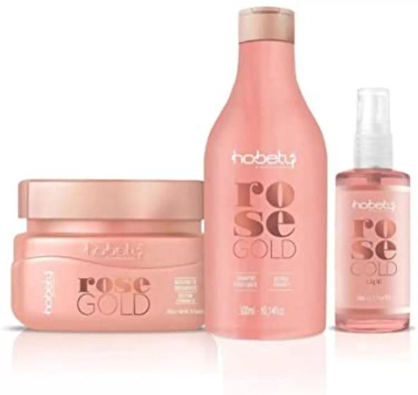 Imagem de Hobety Trio Rose Gold Shampoo+Máscara 2x300 + Sérum 60ml