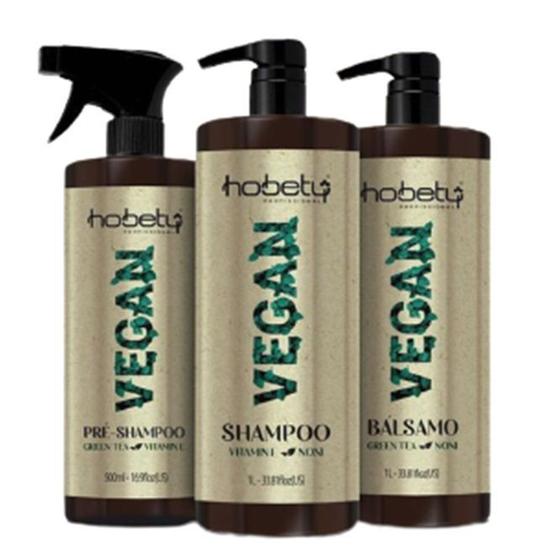 Imagem de Hobety Vegan Kit Shampoo+Bálsamo 2x1L e Pré-Shampoo 500ml